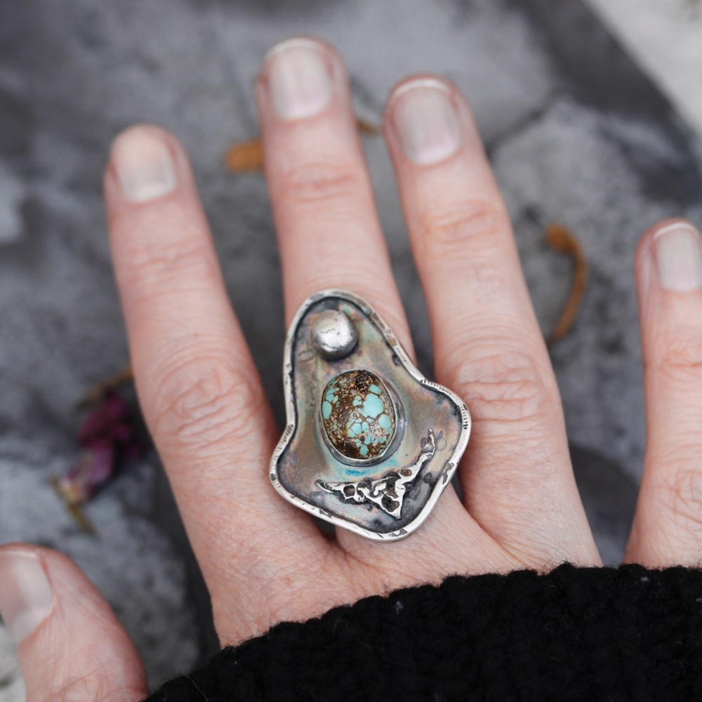 Sterling Silver and Turquoise Ring - Picture 3 of 6